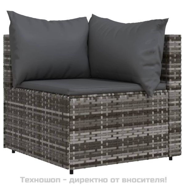 Градински ъглови дивани с възглавници, 2 бр, сиви, полиратан