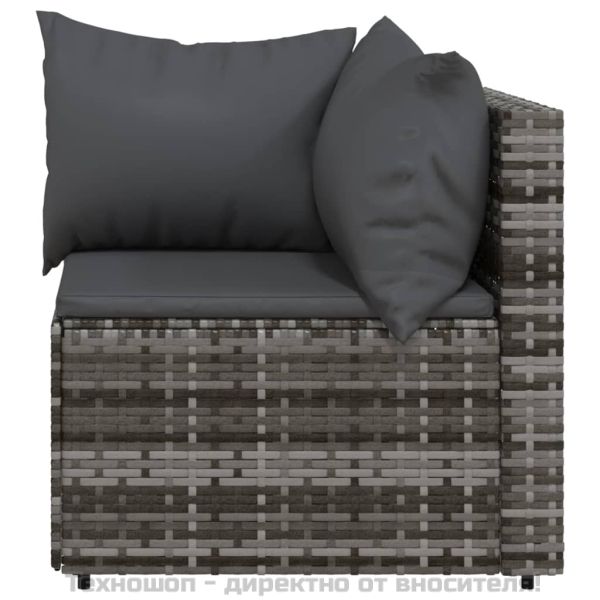Градински ъглови дивани с възглавници, 2 бр, сиви, полиратан