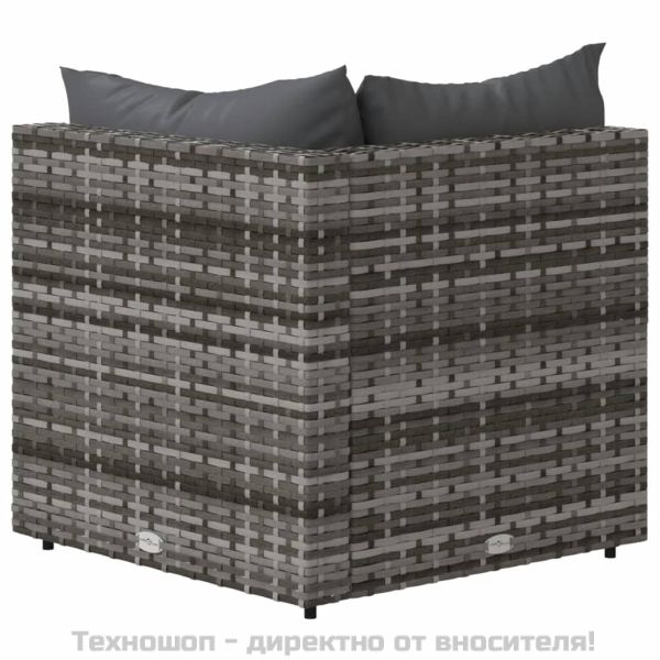 Градински ъглови дивани с възглавници, 2 бр, сиви, полиратан