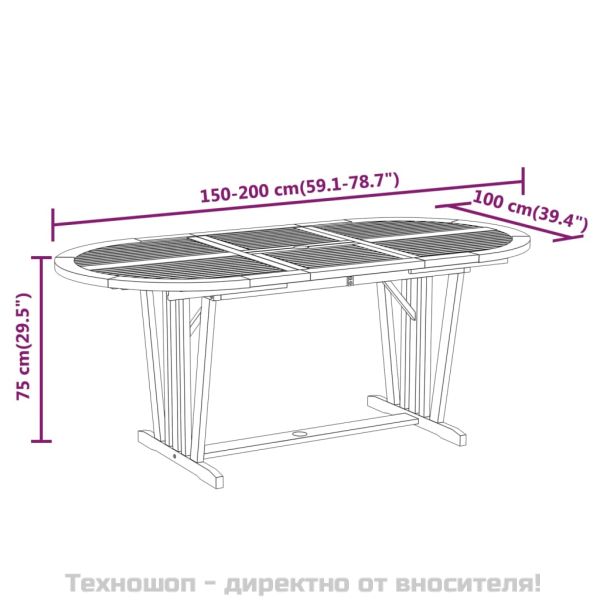 Градински трапезен комплект, 7 части, евкалиптово дърво масив