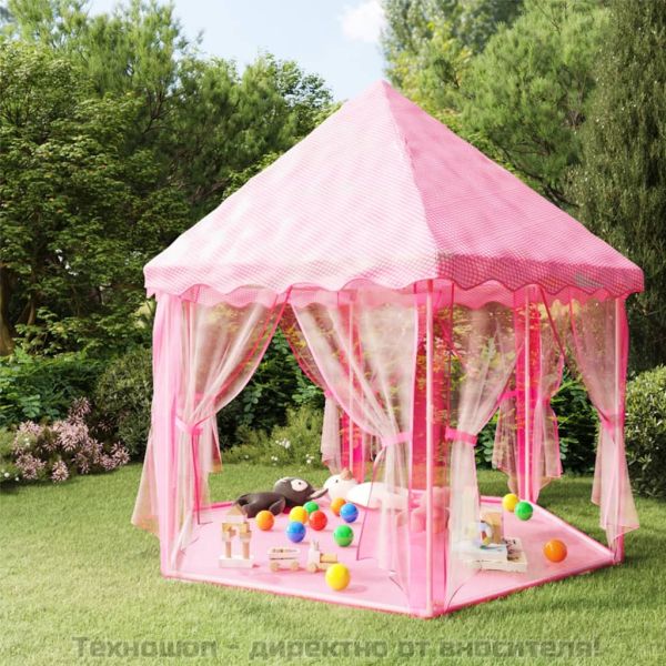 Детска палатка за игра Princess с 250 топки, розова, 133x140 см