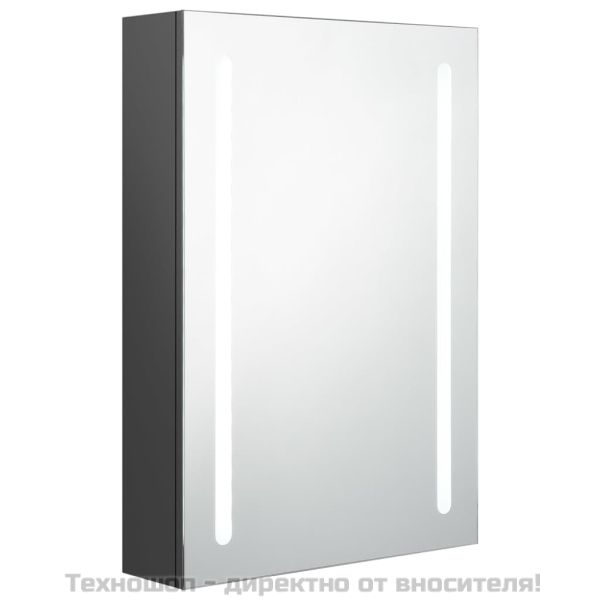 LED шкаф с огледало за баня, сив, 50x13x70 см