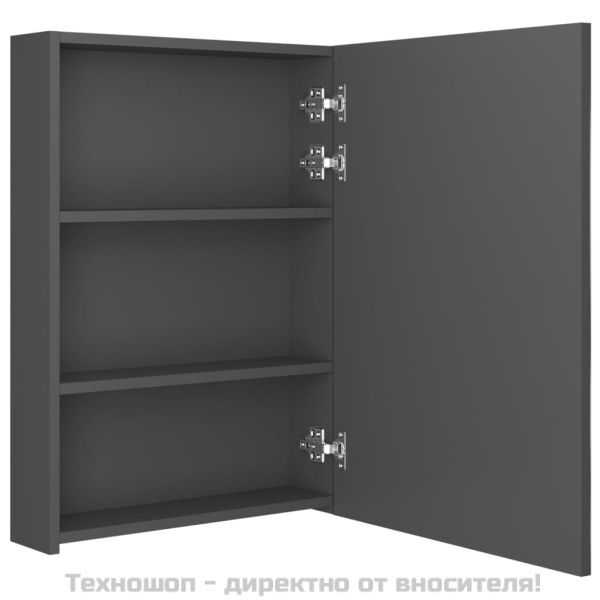 LED шкаф с огледало за баня, сив, 50x13x70 см