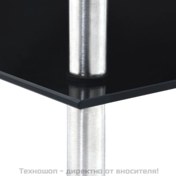 Етажерка с 4 рафта, черна, 30x30x100 см, закалено стъкло