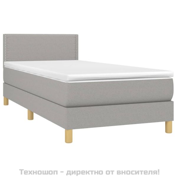 Боксспринг легло с матрак, светлосиво, 90x200 см, плат