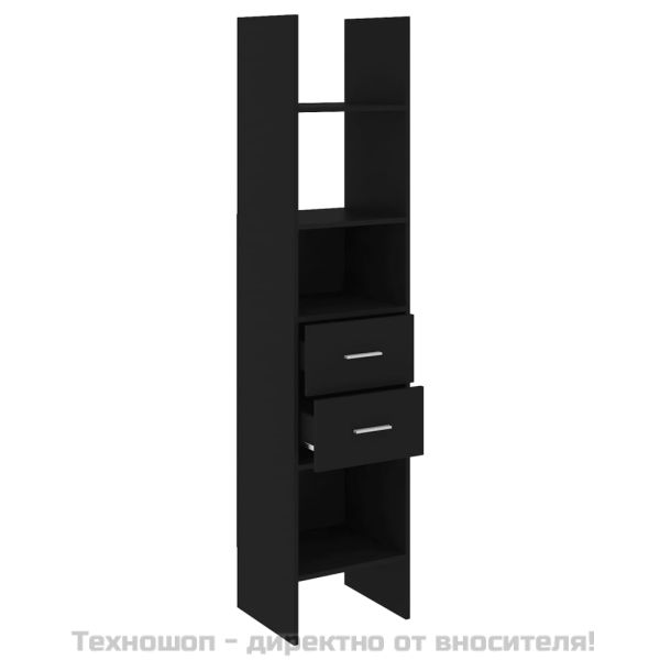 Библиотека, черна, 40x35x180 см, инженерно дърво