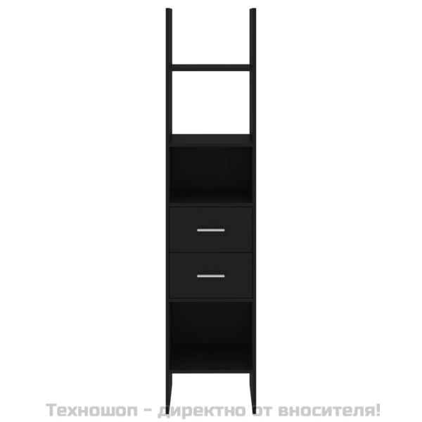 Библиотека, черна, 40x35x180 см, инженерно дърво