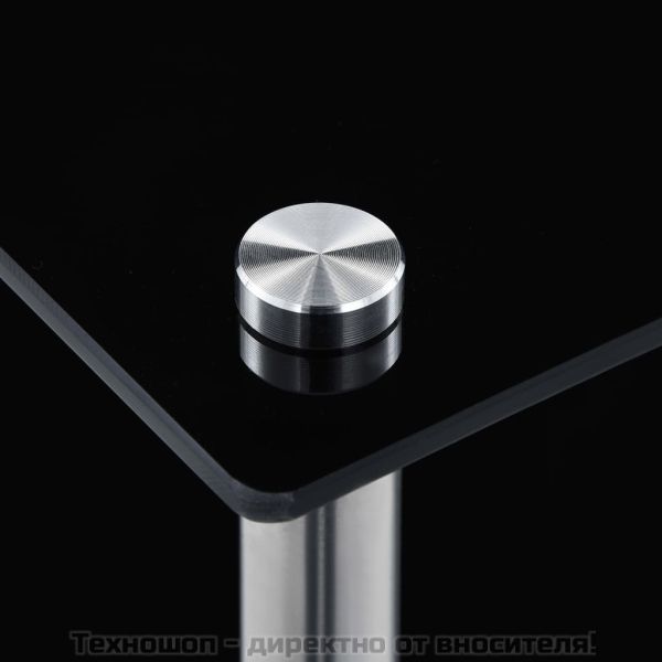 Етажерка с 6 рафта, черна, 40x40x160 см, закалено стъкло