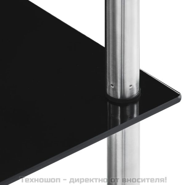 Етажерка с 6 рафта, черна, 40x40x160 см, закалено стъкло