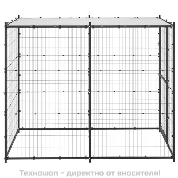 Външна клетка за кучета с покрив, стомана, 110x220x180 см