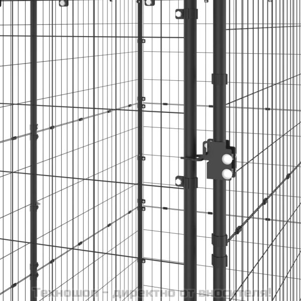 Външна клетка за кучета с покрив, стомана, 110x220x180 см