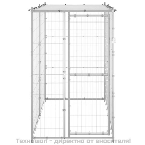 Външна клетка за кучета с покрив, стомана, 110x220x180 см