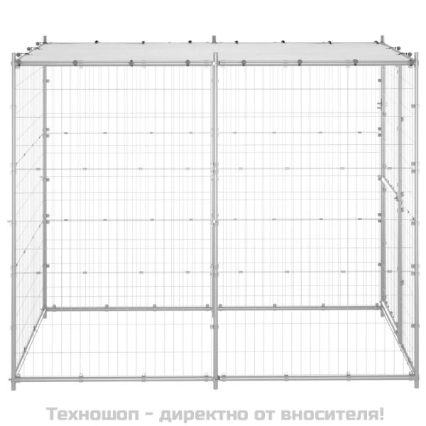 Външна клетка за кучета с покрив, стомана, 110x220x180 см