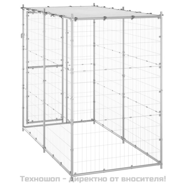 Външна клетка за кучета с покрив, стомана, 110x220x180 см