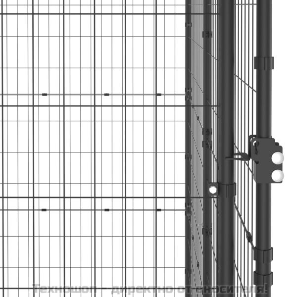 Външна стоманена клетка за кучета с покрив 4,84 m²