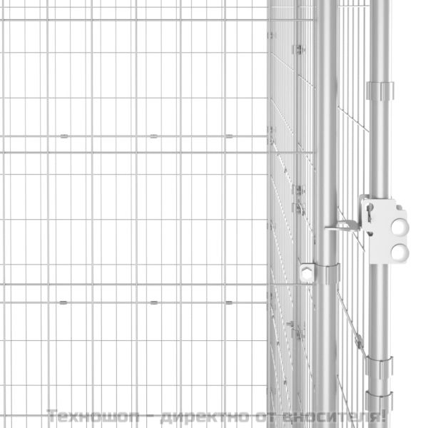 Външна клетка за куче с покрив, поцинкована стомана, 12,1 м²