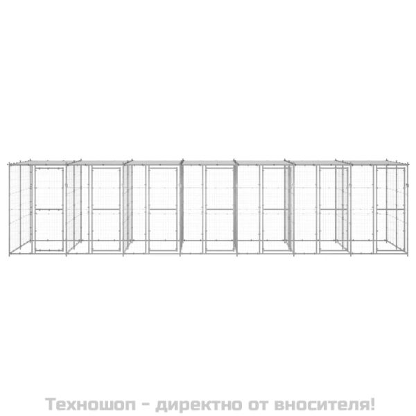 Външна клетка за куче с покрив, поцинкована стомана, 16,94 м²