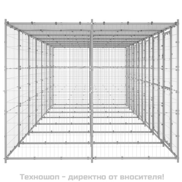 Външна клетка за куче с покрив, поцинкована стомана, 16,94 м²