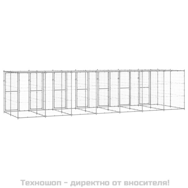 Външна клетка за куче с покрив, поцинкована стомана, 16,94 м²