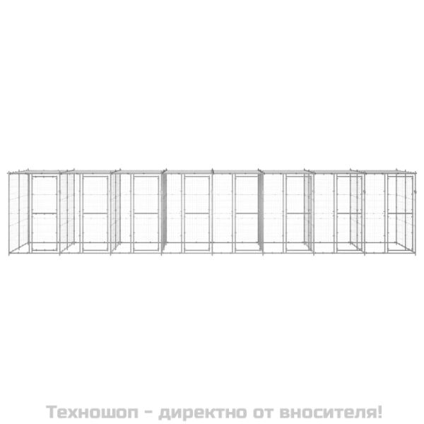 Външна клетка за кучета с покрив, поцинкована стомана, 19,36 м²