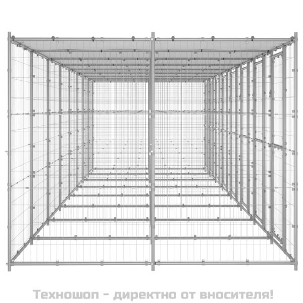 Външна клетка за кучета с покрив, поцинкована стомана, 19,36 м²