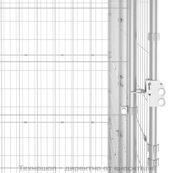 Външна клетка за кучета с покрив, поцинкована стомана, 19,36 м²