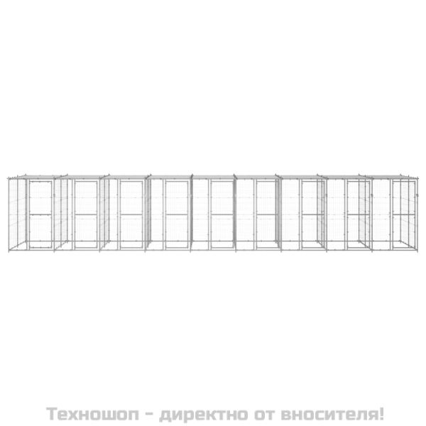 Външна клетка за куче с покрив, поцинкована стомана, 21,78 м²