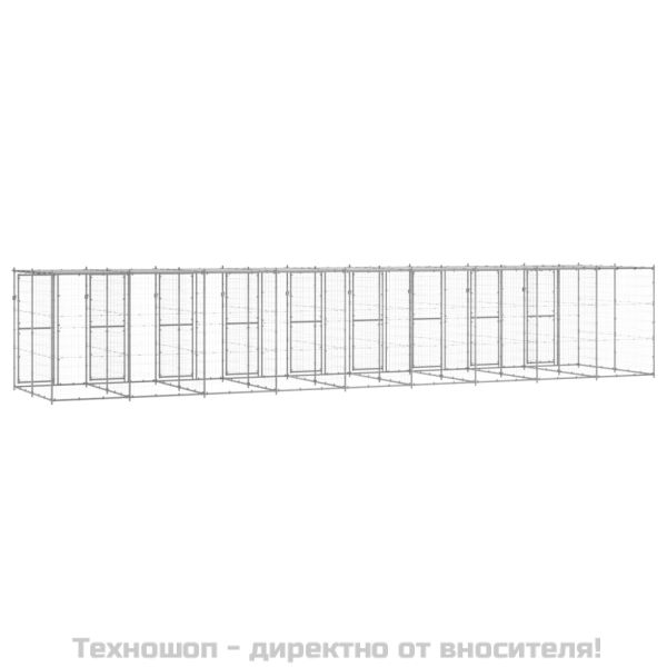Външна клетка за куче с покрив, поцинкована стомана, 21,78 м²