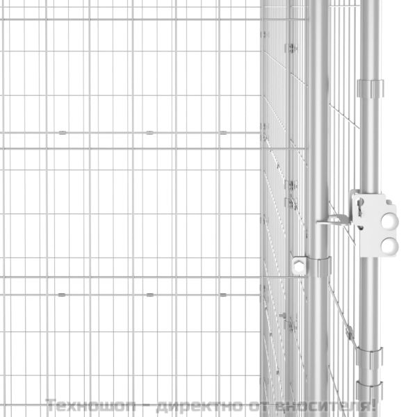 Външна клетка за куче с покрив, поцинкована стомана, 21,78 м²