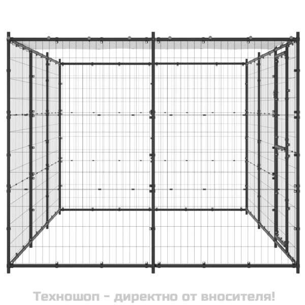 Външна клетка за кучета с покрив, стомана, 7,26 м²