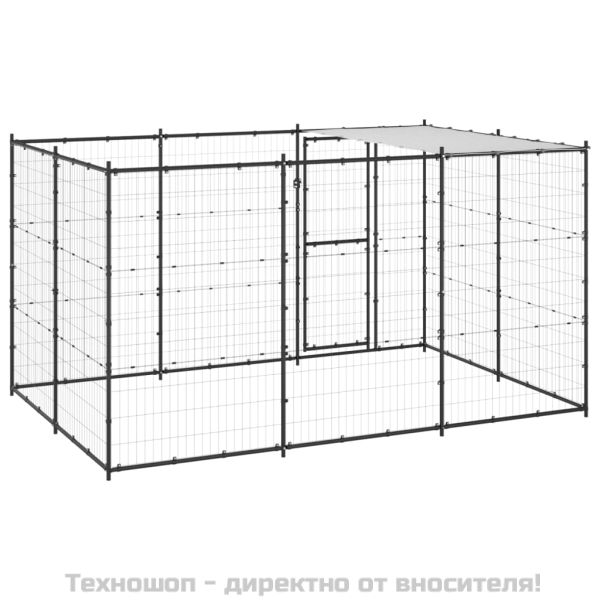 Външна клетка за кучета с покрив, стомана, 7,26 м²