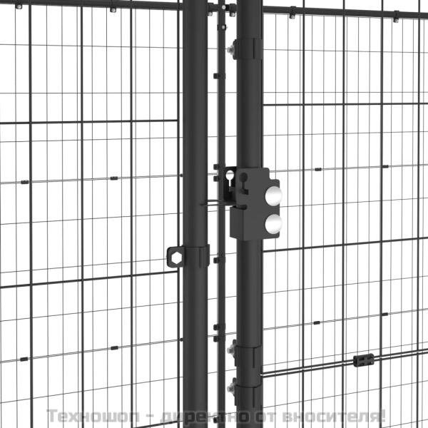 Външна клетка за кучета с покрив, стомана, 7,26 м²