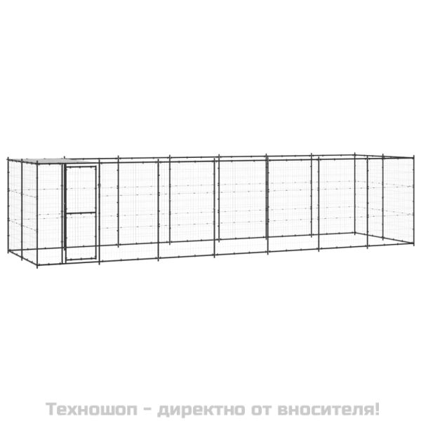 Външна клетка за кучета с покрив, стомана, 16,94 м²