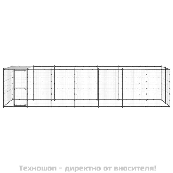 Външна клетка за кучета с покрив, стомана, 16,94 м²