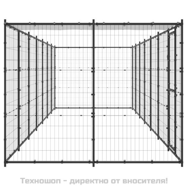 Външна клетка за кучета с покрив, стомана, 16,94 м²