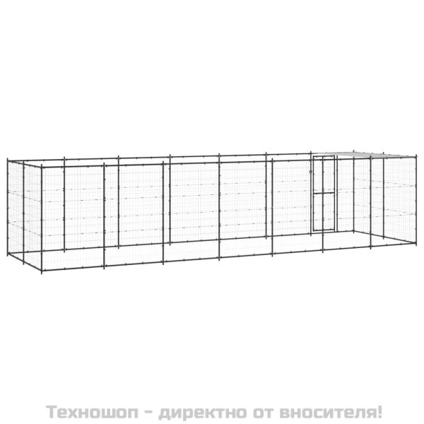 Външна клетка за кучета с покрив, стомана, 16,94 м²