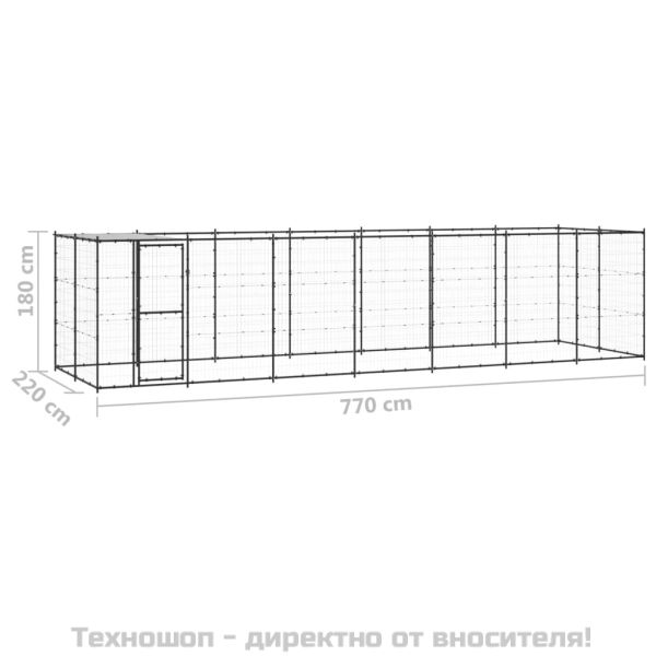 Външна клетка за кучета с покрив, стомана, 16,94 м²
