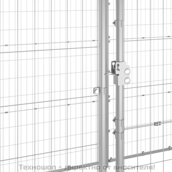 Външна клетка за кучета с покрив, поцинкована стомана, 7,26 м²
