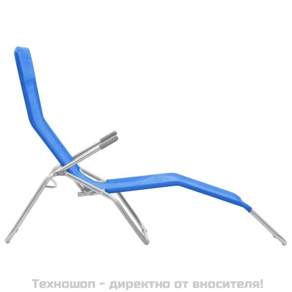 Сгъваеми шезлонги, 2 бр, Textilene, сини