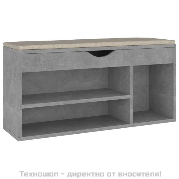 Пейка за обувки, бетонно сива, 104x30x49 см, инженерно дърво