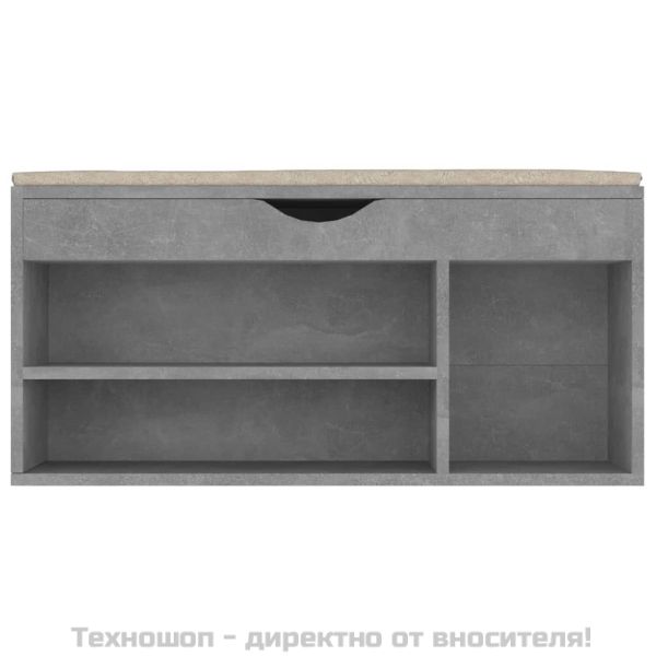 Пейка за обувки, бетонно сива, 104x30x49 см, инженерно дърво