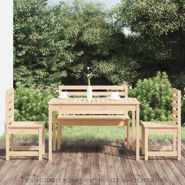 Градински трапезен комплект от 4 части, масивен бор