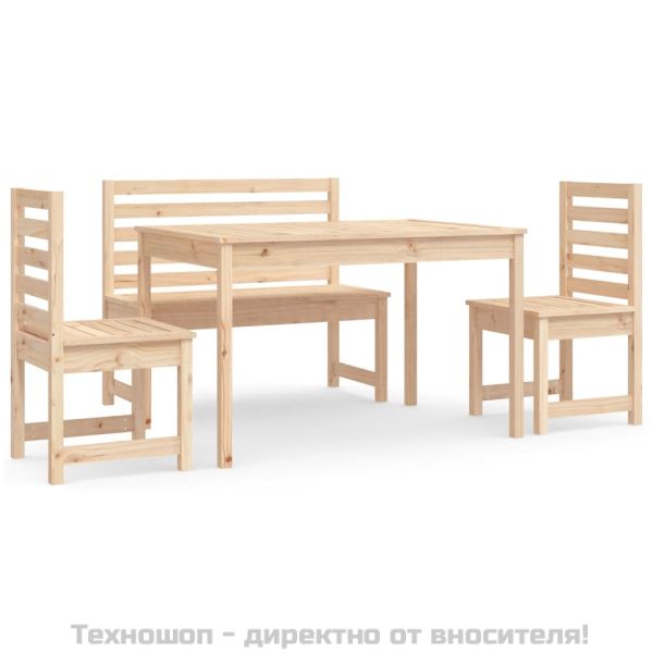 Градински трапезен комплект от 4 части, масивен бор