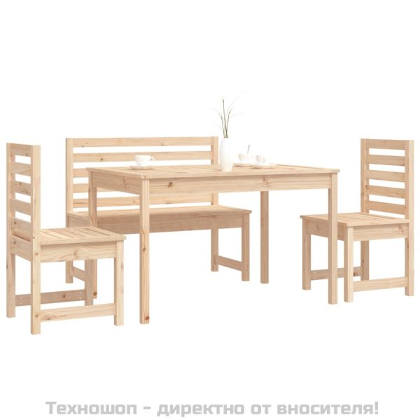Градински трапезен комплект от 4 части, масивен бор