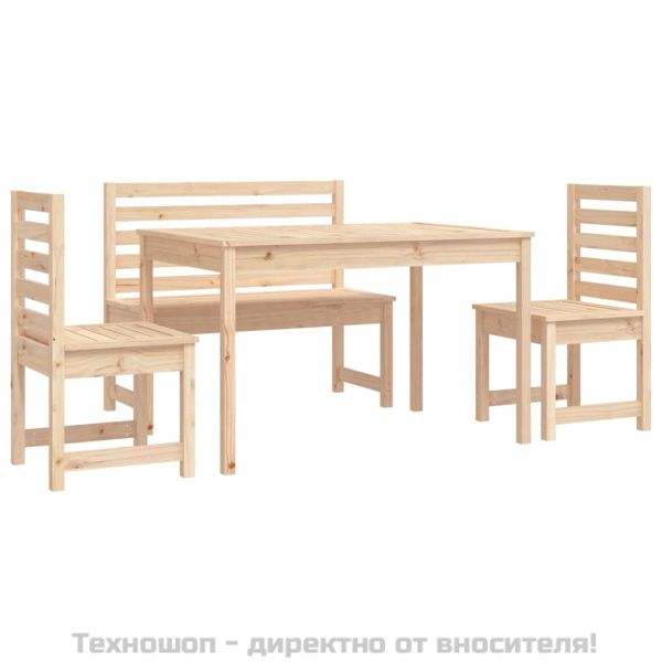 Градински трапезен комплект от 4 части, масивен бор