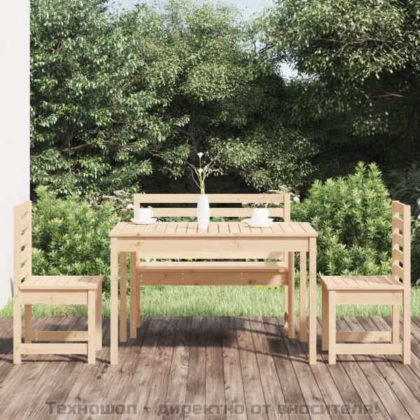 Градински трапезен комплект от 4 части, масивен бор