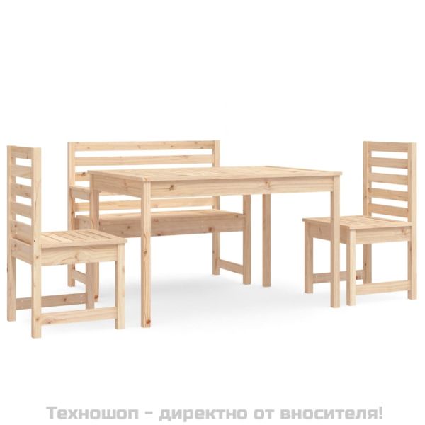 Градински трапезен комплект от 4 части, масивен бор