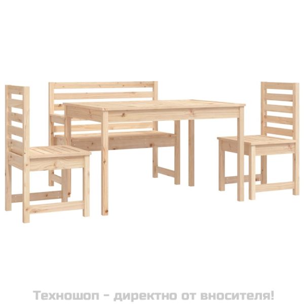 Градински трапезен комплект от 4 части, масивен бор