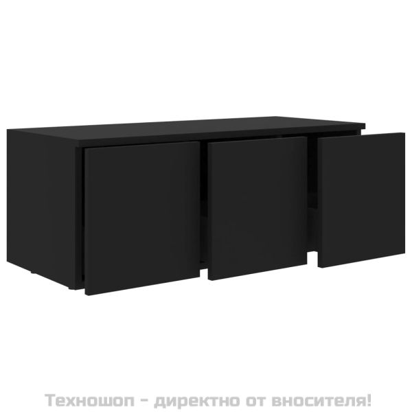 ТВ шкаф, черен, 80x34x30 см, инженерно дърво