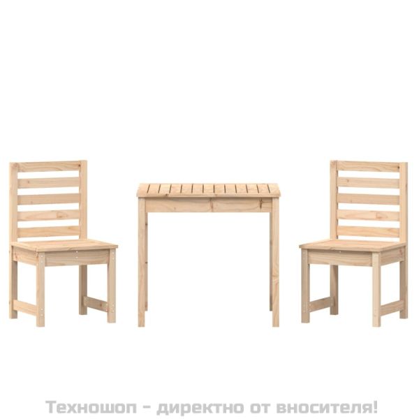 Градински бистро комплект от 3 части, бор масив